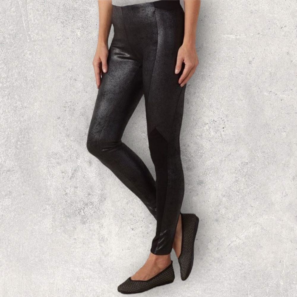 SOFT SURROUNDINGS Skyler Faux Leather Moto Paneled Leggings 2X